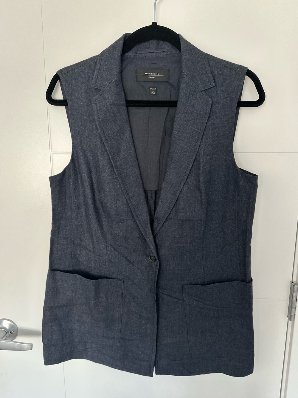100% Linen Weekend by Maxmara Sleeveless Tailored Blazer Vest